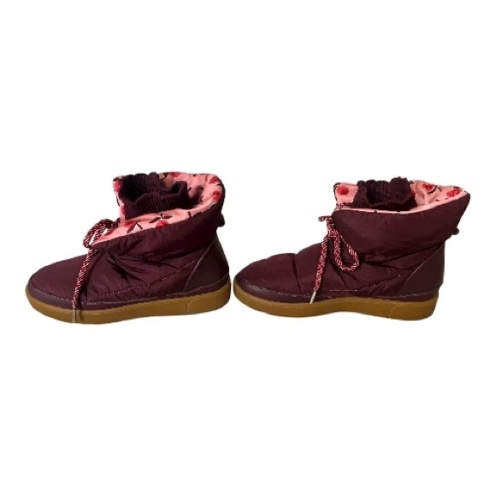 Kate Spade Cocoon Burgundy Winter Boots with Pink Floral Lining